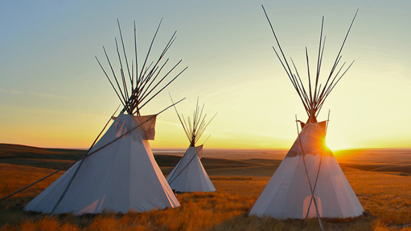 Tipis at sunset